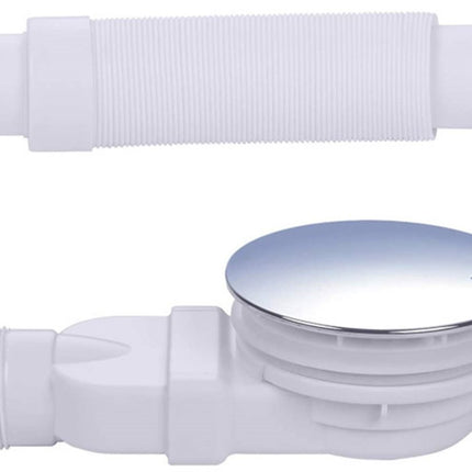 Shower tray siphon - Shower tray drains - Flat shower tray - Extra flat shower tray siphon - Drain set - Shower tray siphon - Shower tray siphon flat - For flat shower trays - Silver and white - Plastic.