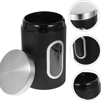 pieces - Coffee Storage Can - Coffee Tin - Coffee Cans - Storage Jar - Storage Jar - Airtight - Stainless Steel - 11*17.5cm - Black - With Viewing Window - Storage Tin for Coffee, Coffee Beans, Tea, Sugar, etc..