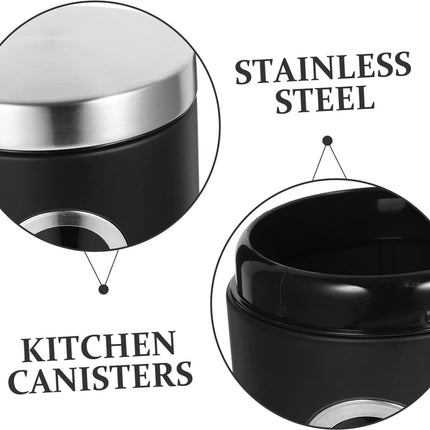 pieces - Coffee Storage Can - Coffee Tin - Coffee Cans - Storage Jar - Storage Jar - Airtight - Stainless Steel - 11*17.5cm - Black - With Viewing Window - Storage Tin for Coffee, Coffee Beans, Tea, Sugar, etc..