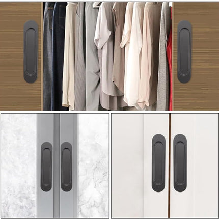 4 pieces - Sliding door handle - Sliding door handle - black - 149*35*6 mm - Furniture handle - Furniture handle - Door fitting - Furniture knob - Self-adhesive - metal.