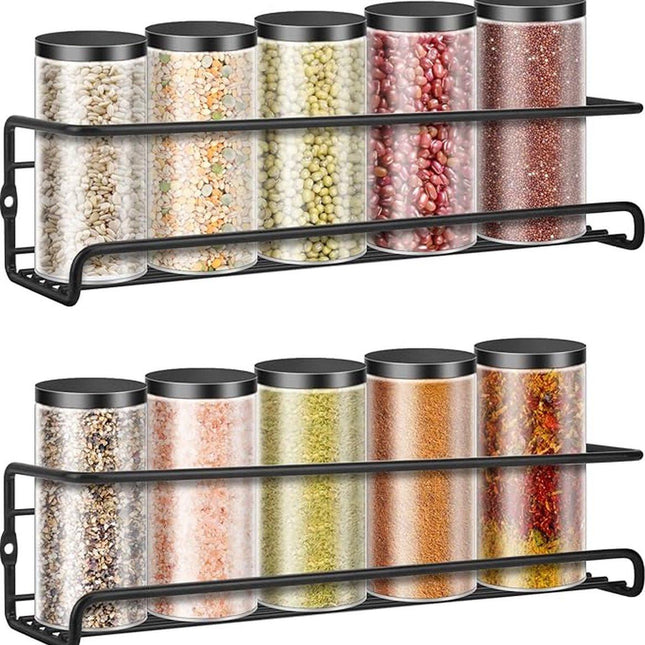 2 pieces - Wall spice rack - hanging - Wall rack - kitchen spice rack - hanging organizer - spice rack for kitchen cupboard - Spice Rack - Hanging spice rack - Black - 29*6.5*6.5cm.