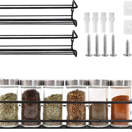 2 pieces - Wall spice rack - hanging - Wall rack - kitchen spice rack - hanging organizer - spice rack for kitchen cupboard - Spice Rack - Hanging spice rack - Black - 29*6.5*6.5cm.