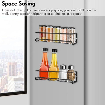 2 pieces - Wall spice rack - hanging - Wall rack - kitchen spice rack - hanging organizer - spice rack for kitchen cupboard - Spice Rack - Hanging spice rack - Black - 29*6.5*6.5cm.