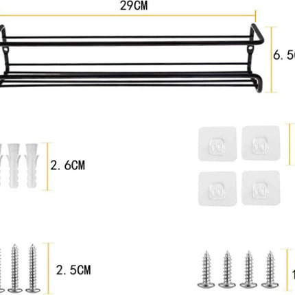 2 pieces - Wall spice rack - hanging - Wall rack - kitchen spice rack - hanging organizer - spice rack for kitchen cupboard - Spice Rack - Hanging spice rack - Black - 29*6.5*6.5cm.