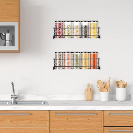 2 pieces - Wall spice rack - hanging - Wall rack - kitchen spice rack - hanging organizer - spice rack for kitchen cupboard - Spice Rack - Hanging spice rack - Black - 29*6.5*6.5cm.