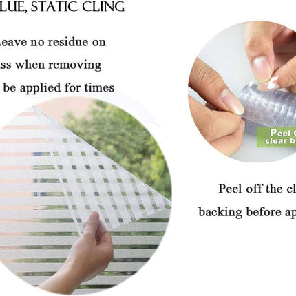 Window film - Easy installation - Glue-free adhesive film for windows and bathrooms - Static - 45cm*4M - 1/2 matte stripes - PVC - Translucent.