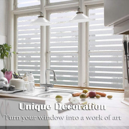 Window film - Easy installation - Glue-free adhesive film for windows and bathrooms - Static - 45cm*4M - 1/2 matte stripes - PVC - Translucent.