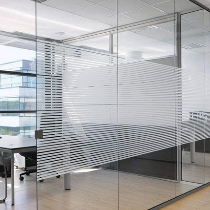 Window film - Easy installation - Glue-free adhesive film for windows and bathrooms - Static - 45cm*4M - 1/2 matte stripes - PVC - Translucent.
