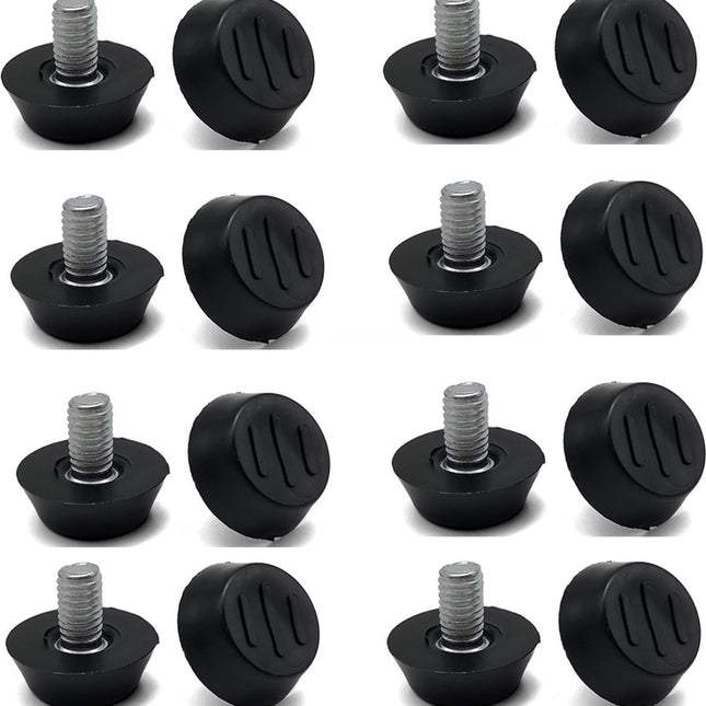 16 pieces Adjustable Furniture Feet - Leveling Pad Base Leg - Table Leg Chair - Adjustable Floor Protection - M6 x 10 x 20 mm - Leveling Leg - Furniture Coaster - Black / Silver - Plastic - Stainless Steel - Leveling Feet - Felt Pads - Floor Protectors -