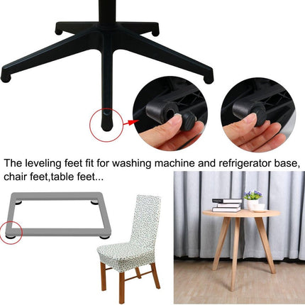 16 pieces Adjustable Furniture Feet - Leveling Pad Base Leg - Table Leg Chair - Adjustable Floor Protection - M6 x 10 x 20 mm - Leveling Leg - Furniture Coaster - Black / Silver - Plastic - Stainless Steel - Leveling Feet - Felt Pads - Floor Protectors -.