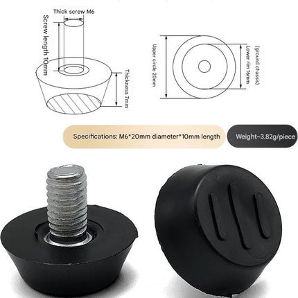 16 pieces Adjustable Furniture Feet - Leveling Pad Base Leg - Table Leg Chair - Adjustable Floor Protection - M6 x 10 x 20 mm - Leveling Leg - Furniture Coaster - Black / Silver - Plastic - Stainless Steel - Leveling Feet - Felt Pads - Floor Protectors -.