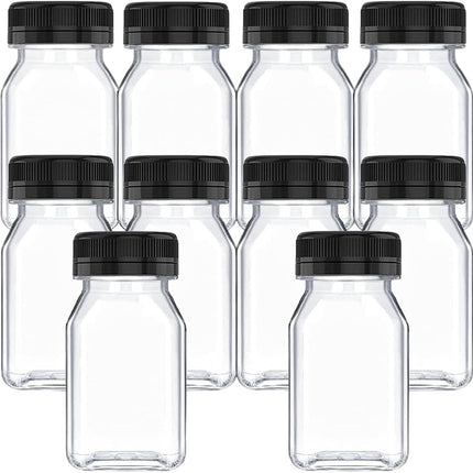 Juice Bottle - 10 Pieces - Transparent Drinking Bottles - PET - Reusable - Mini Juice Bottles - Plastic Milk Bottles - With Cap - Refillable - Suitable for milkshakes, drinks, juices and milk - 120 ml - 4.5*9.5cm - Transparent.