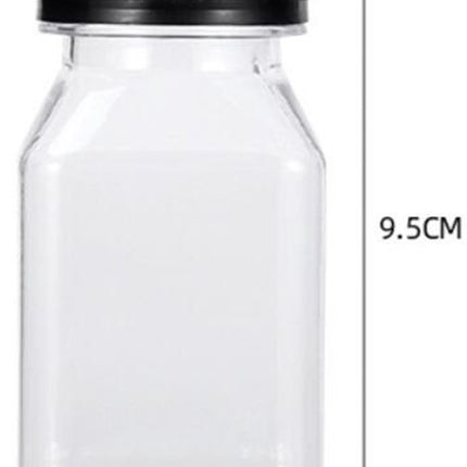 Juice Bottle - 10 Pieces - Transparent Drinking Bottles - PET - Reusable - Mini Juice Bottles - Plastic Milk Bottles - With Cap - Refillable - Suitable for milkshakes, drinks, juices and milk - 120 ml - 4.5*9.5cm - Transparent.