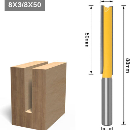 Groove cutter - Wood Groove Cutter Long Version - Shaft 8mm - 8*50mm - yellow - metal.