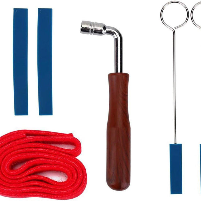 Professional Piano Tuning Kit - Set of 6 - 1x Piano Tuning Hammer, 2x Long Dampers, 2x Short Mutes with Handle, 1x Temperament Strip - Piano Tuner Tool - Professional Metal Rubber Tuning Mute Kit - Blue.