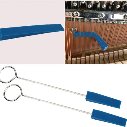 Professional Piano Tuning Kit - Set of 6 - 1x Piano Tuning Hammer, 2x Long Dampers, 2x Short Mutes with Handle, 1x Temperament Strip - Piano Tuner Tool - Professional Metal Rubber Tuning Mute Kit - Blue.