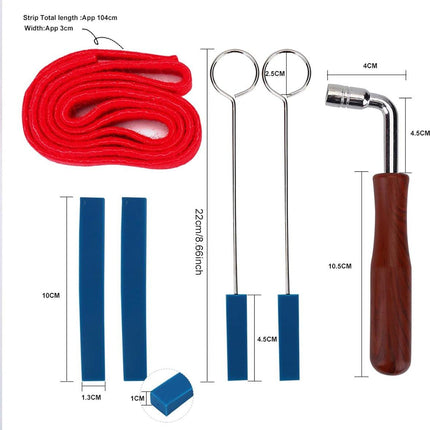 Professional Piano Tuning Kit - Set of 6 - 1x Piano Tuning Hammer, 2x Long Dampers, 2x Short Mutes with Handle, 1x Temperament Strip - Piano Tuner Tool - Professional Metal Rubber Tuning Mute Kit - Blue.