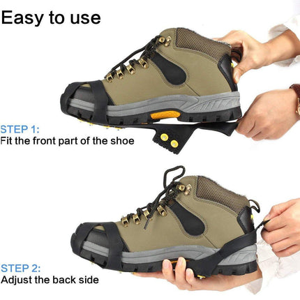 Snow grips over shoes/boots 10 studs Ice Traction Universal Slip on Stretch Fit Snow and Ice, Snow Cleats Crampons Ice Spikes Snow Grips for Winter - M (36-40).