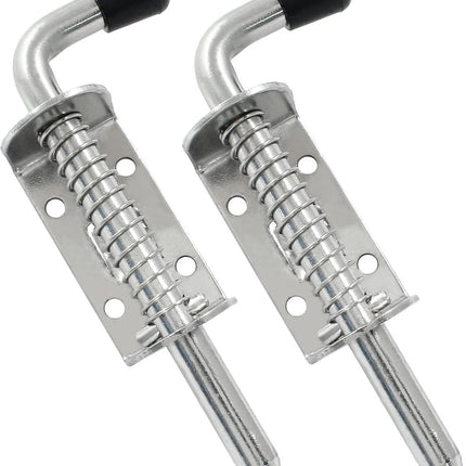 Sliding lock - 2 pieces - Sliding bolt - Gate bolt - Door lock - Bolt - Door bolt - Door lock - Plate bolt - 12.8 cm - No screws - Stainless steel - Silver - For shed gate, garden house door, cupboard.