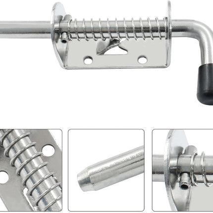 Sliding lock - 2 pieces - Sliding bolt - Gate bolt - Door lock - Bolt - Door bolt - Door lock - Plate bolt - 12.8 cm - No screws - Stainless steel - Silver - For shed gate, garden house door, cupboard.