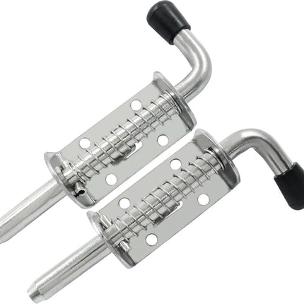 Sliding lock - 2 pieces - Sliding bolt - Gate bolt - Door lock - Bolt - Door bolt - Door lock - Plate bolt - 12.8 cm - No screws - Stainless steel - Silver - For shed gate, garden house door, cupboard.