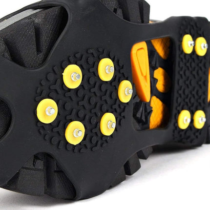 Snow grips over shoes/boots 10 studs Ice Traction Universal Slip on Stretch Fit Snow and Ice, Snow Cleats Crampons Ice Spikes Snow Grips for Winter - L (40-43).