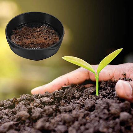 Adjustable plastic garden sieve - 4 in 1 - 12 cm - Compost sieve - Sand sieve - Round - Black - for domestic plants.