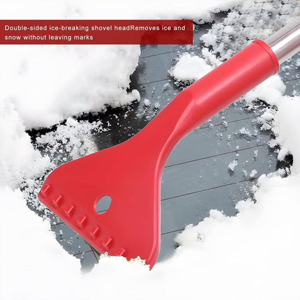 Long Handle Ice Scraper - Car Snow Brush - Plastic - Car Snow Brush with Ice Shovel - Snow Plow - Window Scraper - Defrost Brush - Removable - Winter Accessory - 62cm - Red.