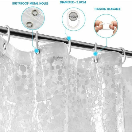Shower curtains - 120x200cm - crystal stone pattern - PEVA - transparent shower curtain - with hooks - shower curtain - anti-mold - waterproof.