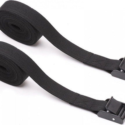 4 pieces - Tension straps - Lashing straps - Fastening straps - 25 MM * 1.5 meters long - Polyester fibers - Black - with buckle - adjustable - for vans, bicycles, trailers, luggage.