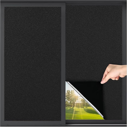 Window Film - Blackout Window Film - Blackout Window Film - Sun Protection - Anti-Peep - Adhesive Window Film - Blackout Cloth - Black - Including Squeegee - Easy Installation - Window Sticker - 45x100cm - Supplied with Self-Adhesive Backing.