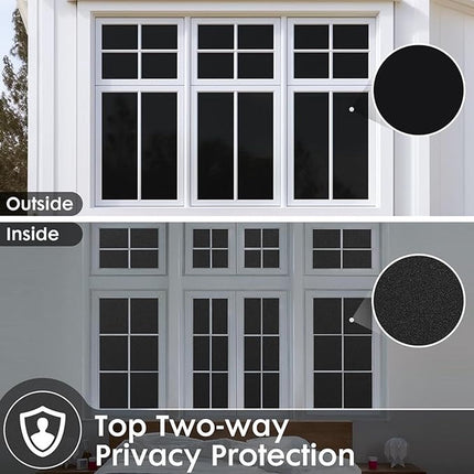 Window Film - Blackout Window Film - Blackout Window Film - Sun Protection - Anti-Peep - Adhesive Window Film - Blackout Cloth - Black - Including Squeegee - Easy Installation - Window Sticker - 45x100cm - Supplied with Self-Adhesive Backing.
