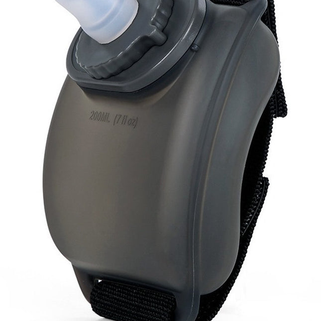 Wrist water bottle, sports cup, 200ml, silicone, hands-free, black.