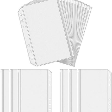 Folder - 18 Pieces - A5 Zip Bags - PVC - Waterproof - Folder Binders for 6-Ring Folders - Folder Binders - Zipper Bags for Documents - A5 Show Bag - Binder Bags - For Storage and Organization at Home, in the Office and at School - 21×15cm - Transparent.