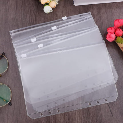 Folder - 18 Pieces - A5 Zip Bags - PVC - Waterproof - Folder Binders for 6-Ring Folders - Folder Binders - Zipper Bags for Documents - A5 Show Bag - Binder Bags - For Storage and Organization at Home, in the Office and at School - 21×15cm - Transparent.