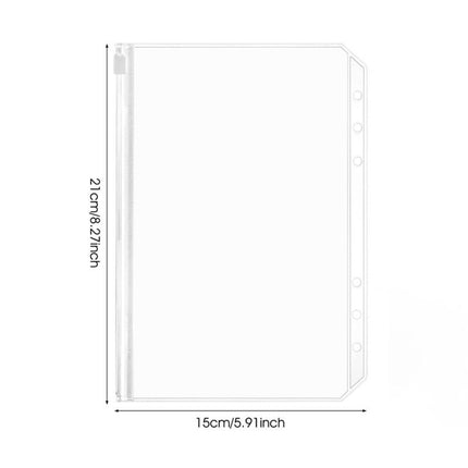 Folder - 18 Pieces - A5 Zip Bags - PVC - Waterproof - Folder Binders for 6-Ring Folders - Folder Binders - Zipper Bags for Documents - A5 Show Bag - Binder Bags - For Storage and Organization at Home, in the Office and at School - 21×15cm - Transparent.