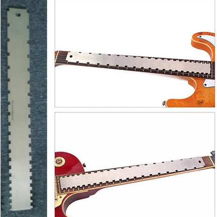 Guitar Neck Notched Straight Edge Luthiers Tool, Notched Fretboard Straight Edge Luthiers Measuring Tool for Guitars Neck Leveling Ruler - Double Teeth - 420*37*2.5mm - For 62-65cm Guitar Frets.
