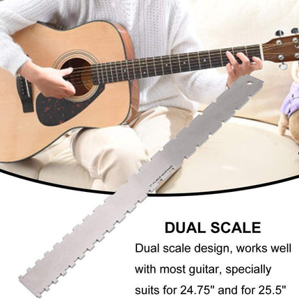 Guitar Neck Notched Straight Edge Luthiers Tool, Notched Fretboard Straight Edge Luthiers Measuring Tool for Guitars Neck Leveling Ruler - Double Teeth - 420*37*2.5mm - For 62-65cm Guitar Frets.