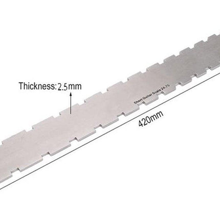 Guitar Neck Notched Straight Edge Luthiers Tool, Notched Fretboard Straight Edge Luthiers Measuring Tool for Guitars Neck Leveling Ruler - Double Teeth - 420*37*2.5mm - For 62-65cm Guitar Frets.