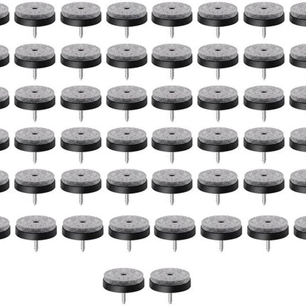 Felt Pads with Screw - Pack of 50 - Floor Protectors - Felt - Furniture Protectors - Anti-Scratch Furniture Coasters - Protective Felt - Round - Against Floor Scratches - Furniture Protection - Chair Leg Protectors - Under Furniture - 20 mm - Black.