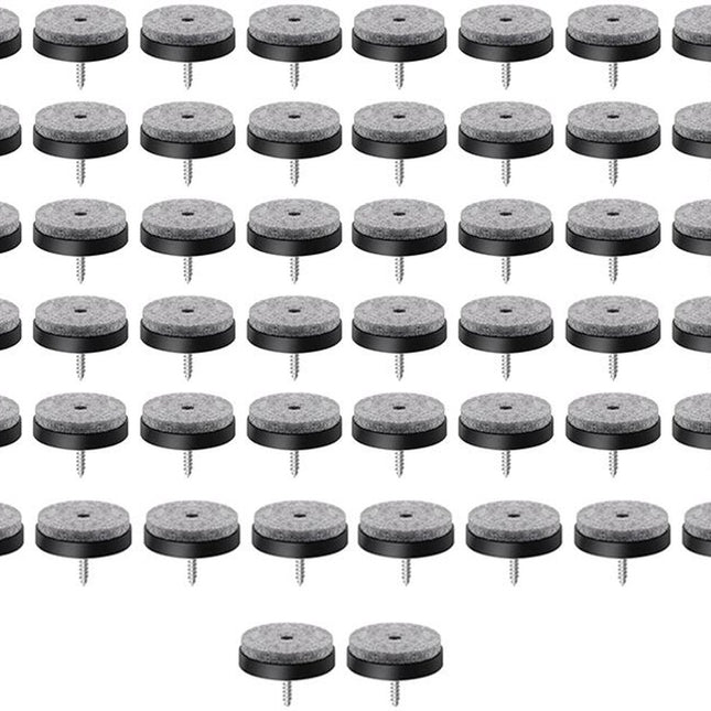 Felt Pads with Screw - Pack of 50 - Floor Protectors - Felt - Furniture Protectors - Anti-Scratch Furniture Coasters - Protective Felt - Round - Against Floor Scratches - Furniture Protection - Chair Leg Protectors - Under Furniture - 20 mm - Black.