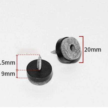 Felt Pads with Screw - Pack of 50 - Floor Protectors - Felt - Furniture Protectors - Anti-Scratch Furniture Coasters - Protective Felt - Round - Against Floor Scratches - Furniture Protection - Chair Leg Protectors - Under Furniture - 20 mm - Black.