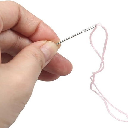 Needles with Eye Set - 9 pieces - 3 Sizes - Knitting Needles - Open Eye Needles - Large Eye Sewing Needles - Embroidery Thread Needle - Size 5.2 cm 6 cm 7 cm - Carbon Steel - Silver - for Handmade Yarn.