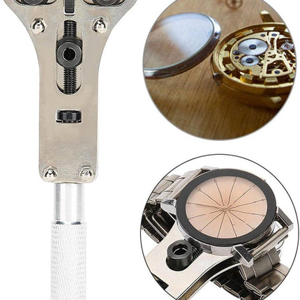 Watch Case Opener - Watch Opener - Metal - Watchmaker Tools - Watch Tools - Watch Repair - Watch Back Opener Key - With Opening Screws - For Diameters Smaller Than 55mm - 16*7cm - Silver.