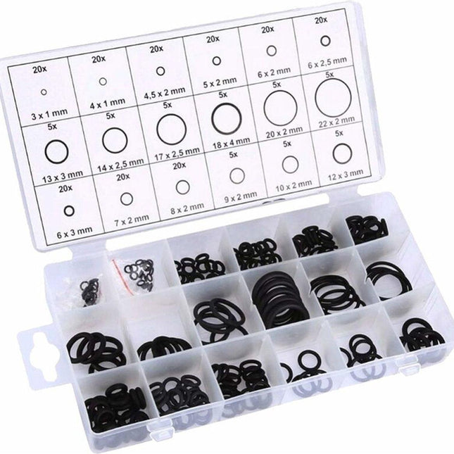 O-rings rubber rings - 225 pieces - 18 sizes - 6x2mm - with assortment box.