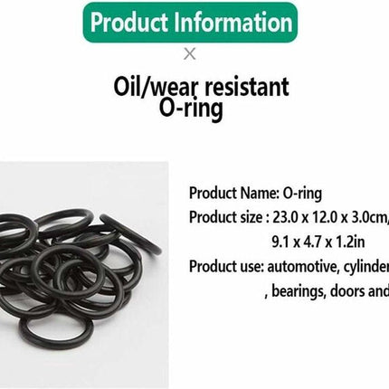O-rings rubber rings - 225 pieces - 18 sizes - 6x2mm - with assortment box.