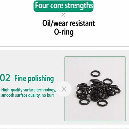 O-rings rubber rings - 225 pieces - 18 sizes - 6x2mm - with assortment box.