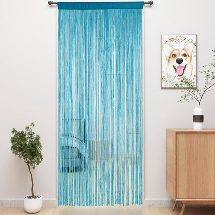 Door curtain - Fly curtain - Door screen - Glitter mosquito net - Anti-fly door curtain - 100 x 200 cm - With silver thread - Polyester - Blue - Decorative curtain - Mosquito net.