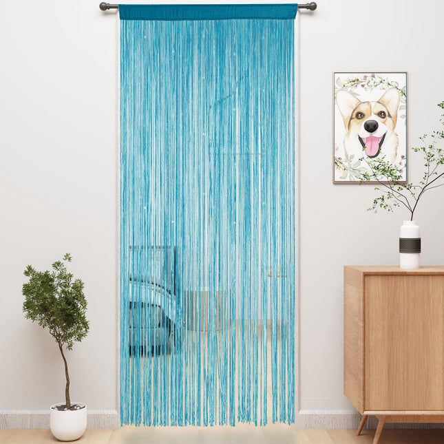 Door curtain - Fly curtain - Door screen - Glitter mosquito net - Anti-fly door curtain - 100 x 200 cm - With silver thread - Polyester - Blue - Decorative curtain - Mosquito net.