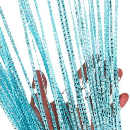 Door curtain - Fly curtain - Door screen - Glitter mosquito net - Anti-fly door curtain - 100 x 200 cm - With silver thread - Polyester - Blue - Decorative curtain - Mosquito net.